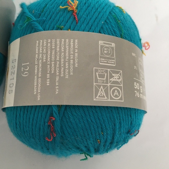 Lot of 2 PHILDAR Shedir Turquoise Blue 50 gms 783 Yards Color 129 Acrylic Nylon - Picture 4 of 5